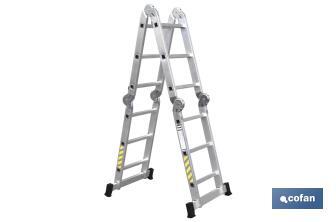 Escalera aluminio multiusos | Con 4 x 3 peldaños y 3,25 metros de longitud | Normativa EN 131 y 150 kilos