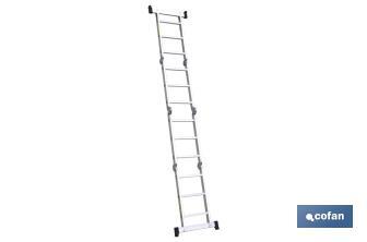 Escalera aluminio multiusos | Con 4 x 3 peldaños y 3,25 metros de longitud | Normativa EN 131 y 150 kilos
