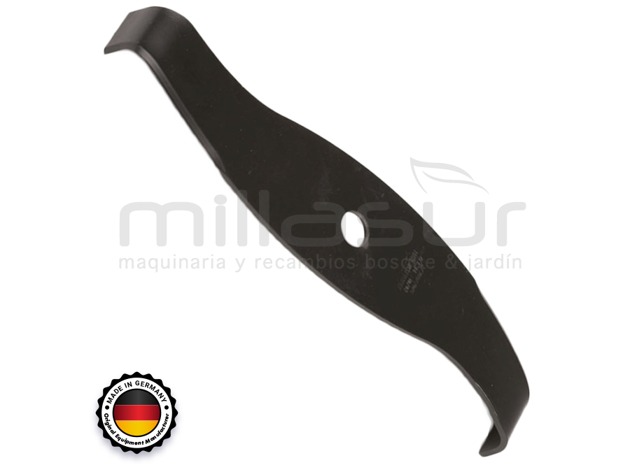 [55-1112] CUCHILLA DESBROZADORA 2 PUNTAS CURVO MALEZA 320X3X20MM (GERMAN DESIGN)