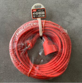 PROLONGADOR ELECTRICO 3 HILOS 15 METROS (ROJO) INCLUYE CONECTOR MACHO & HEMBRA