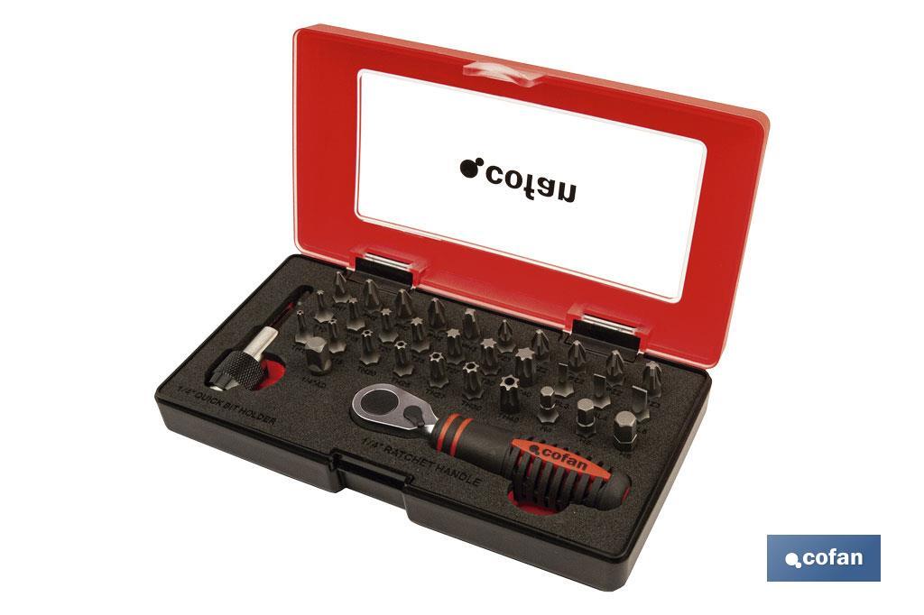 Set mini carraca 1/4" con puntas (33 pcs.)