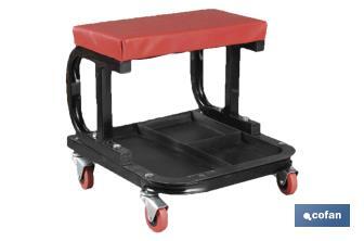 [09400629] Asiento de trabajo con bandeja inferior | Con medidas en 395 x 390 x 140mm | Fabricada especialmente para trabajos en talleres