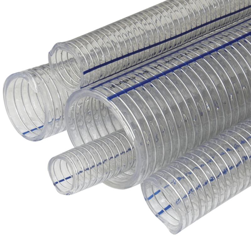 [12-008] MANGUERA DE PULVERIZACION TRANSPARENTE REVESTIDA DE ALAMBRE (1 METRO) 25 MM (ROLLO 50 MTS)