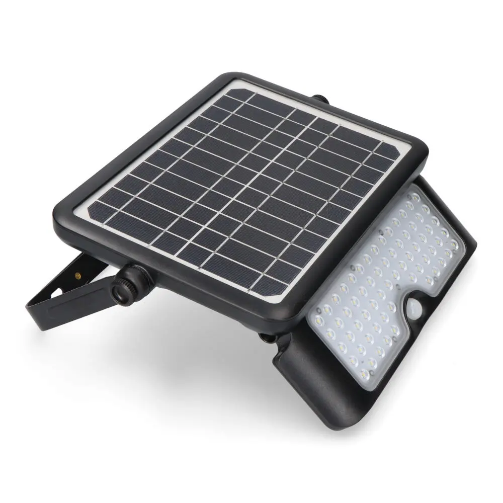APLIQUE SOLAR 10W 1150lm RECARGABLE. SENSOR PRESENCIA (2-8m) COLOR NEGRO 27,5x19,6cm 