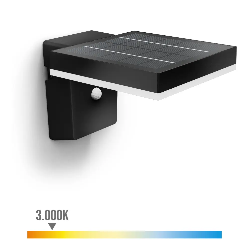 APLIQUE SOLAR MURAL CUADRADO ULTRAEFICIENTE,IP44 1,3W, 250Im 3000K, LUZ CÁLIDA