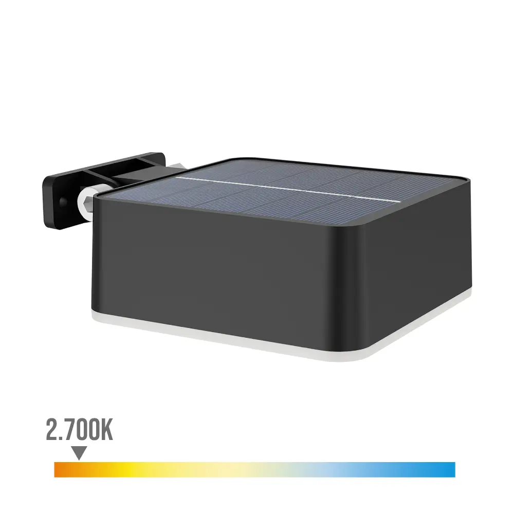 APLIQUE SOLAR CUADRADO, IP 44 1,5W, 200Im 2700K, LUZ CÁLIDA, MEDIDAS: 10,5x4,6x13,6cm.