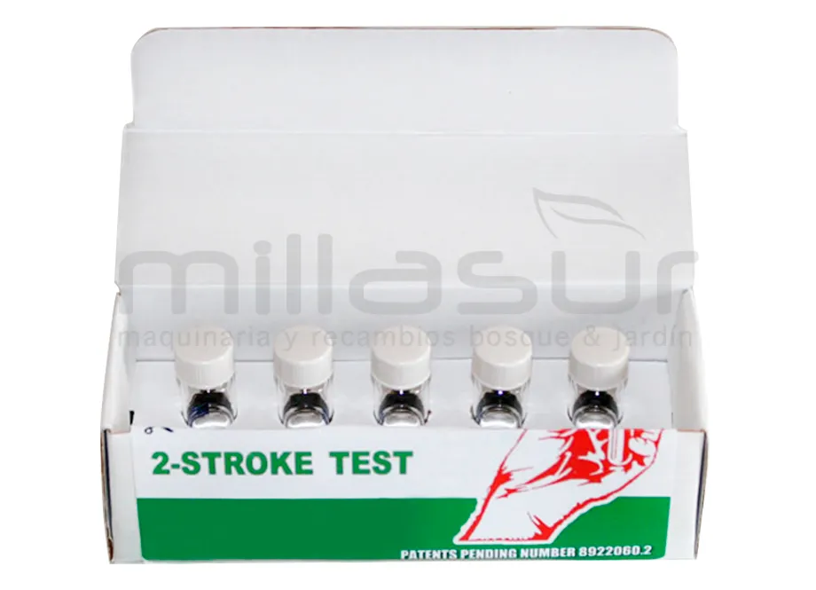 KIT PARA 1 PRUEBA DE ACEITE EN MEZCLA DE GASOLINA 2 TIEMPOS (CAJA DE 5 UNIDADES, SE VENDEN POR SEPARADO)