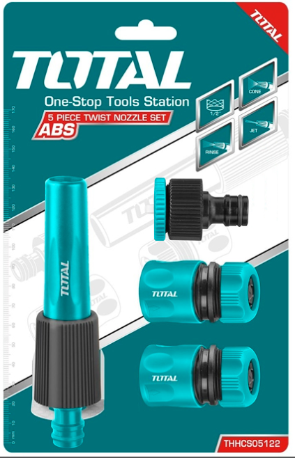 CONJUNTO CONECTORES AUTO-STOP + BOQUILLA RIEGO MANGUERA TOTAL