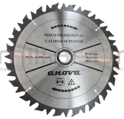 [55-1024] DISCO WIDIA SEMI-PROF.255x3x20 (ANTIRREBOTE RECTO)