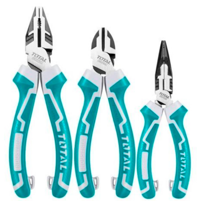 [THT2K0301S] CONJUNTO 3 ALICATES Cr-V TOTAL (COMBINADO 8" - CORTE 7" - PINZA 6")