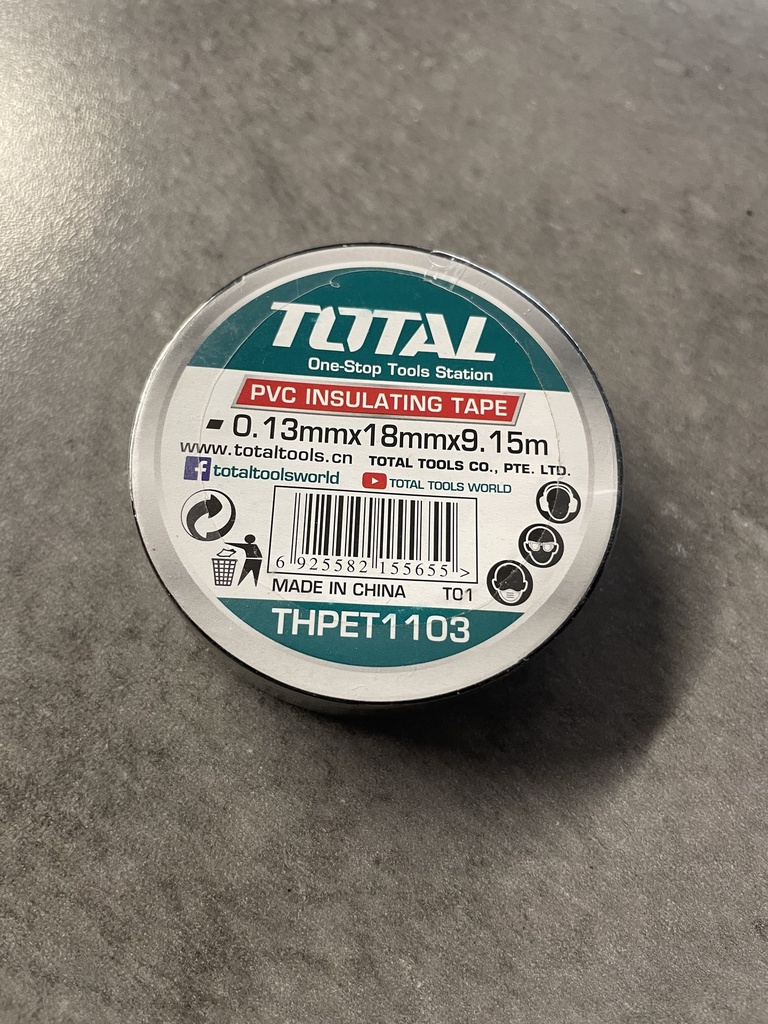 [THPET1103] CINTA AISLANTE NEGRA 18mm PVC TOTAL (18 M)