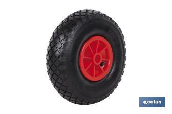 [09402713] Rueda para carretilla de almacén | Sin rodamiento | Fabricada con llanta de ABS neumática