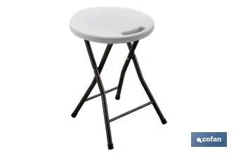 [43051016] Taburete plegable portátil | Color blanco | Multiusos | Polietileno y acero | Dimensiones 33 x 30 x 46 cm